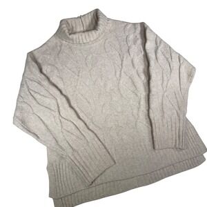 A New Day Cream Cable Knit Turtleneck Super Soft Sweater Women's Size M